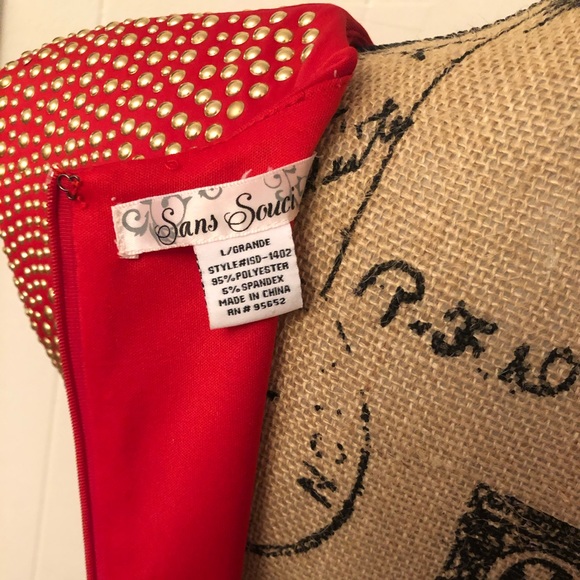 LG Red Dress w/ Gold Studs - Picture 6 of 7